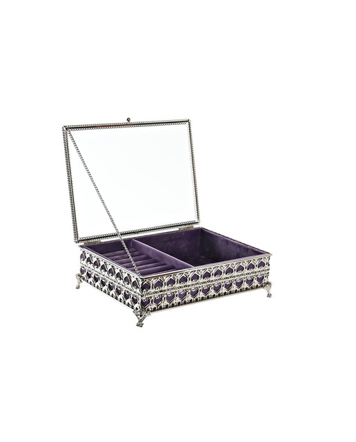 Imagen 0 de Joyero metal cristal 24x18x7 lila