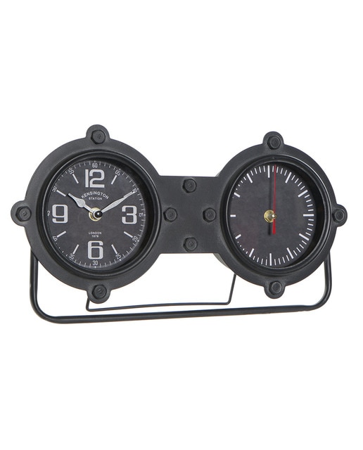 Imagen 0 de Reloj sobremesa hierro cristal 38x7x20 negro