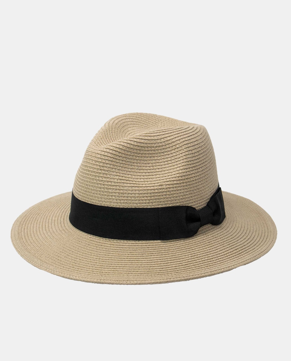 Imagem 0 de Chapéu Fedora com Proteção Solar e Fita - Cru/Preto