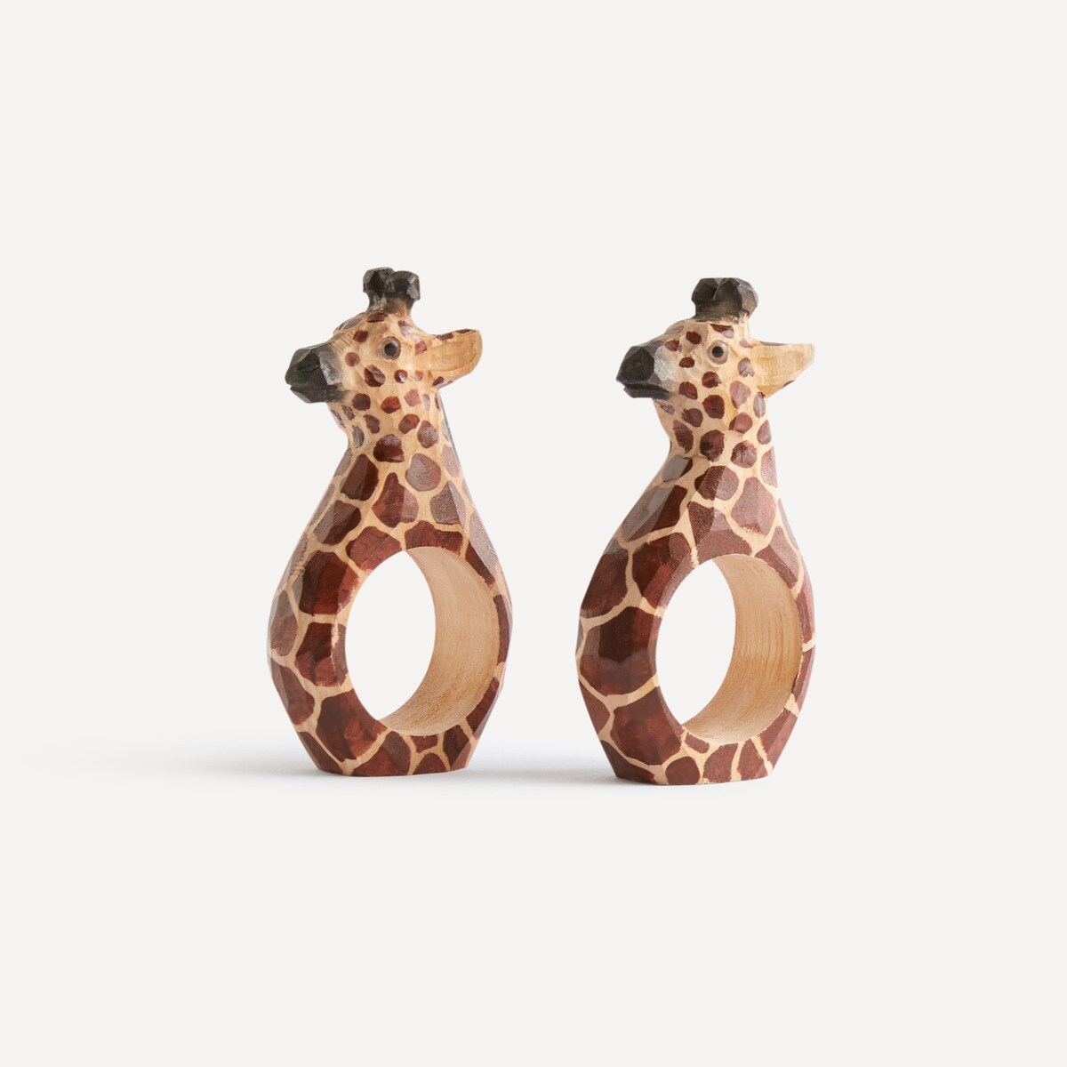 Lot de 2 ronds de serviette bois Girafe