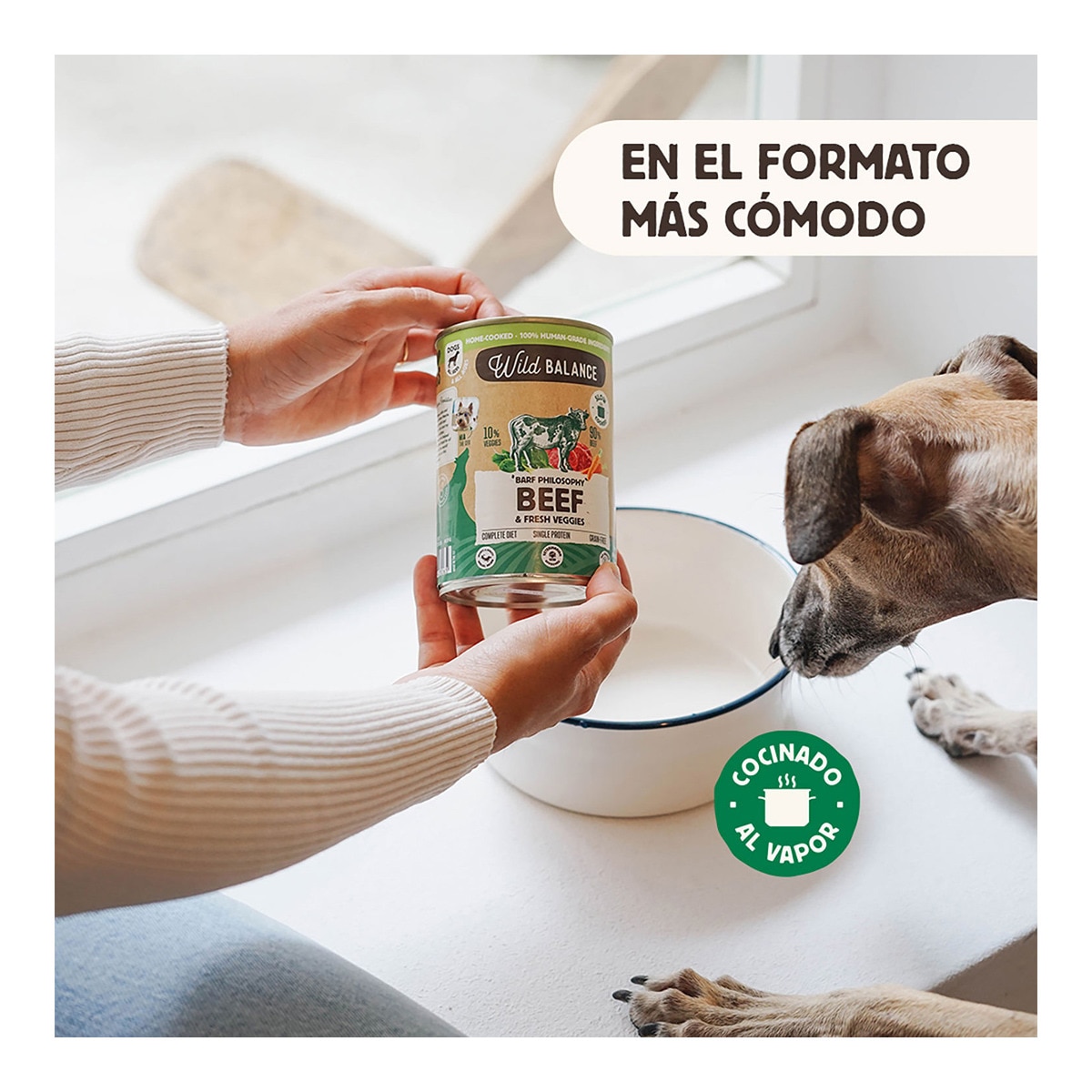 Comida húmeda para perros adultos Wild Balance barf cocinado al vapor trozos ternera y verduras frescas 400 g 3