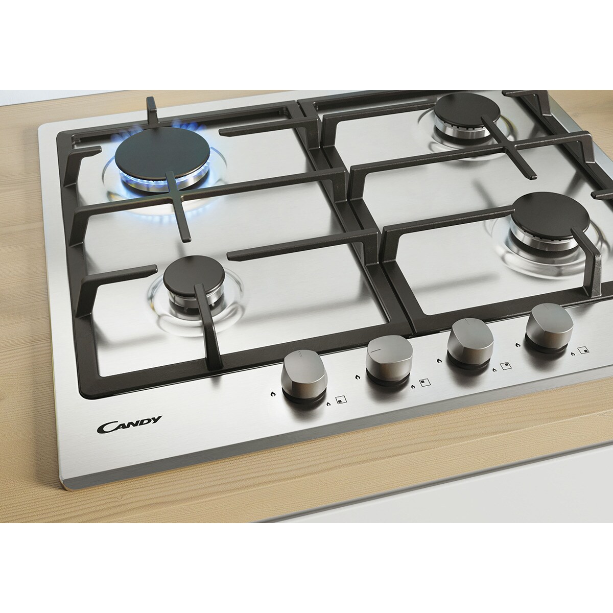 Placa de gas Candy con 4 quemadores, de 60 cm - CHG6BRX Acero Inox-5