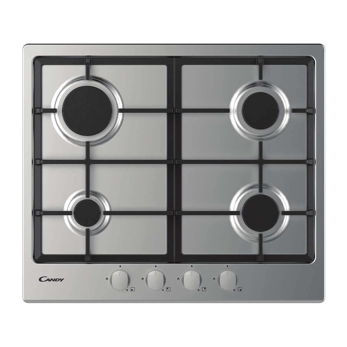 Placa de gas Candy con 4 quemadores, de 60 cm - CHG6BRX Acero Inox-1