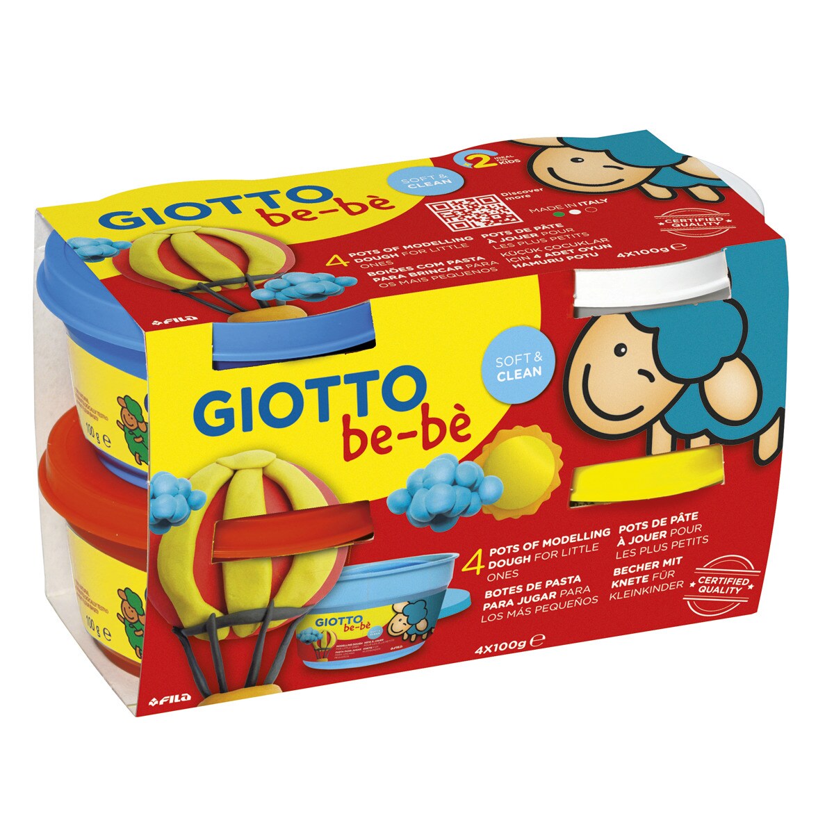 Imagem 0 de Conjunto Pasta para Brincar Be-Bè 4x100 g - Azul, Branco, Vermelho, Amarelo
