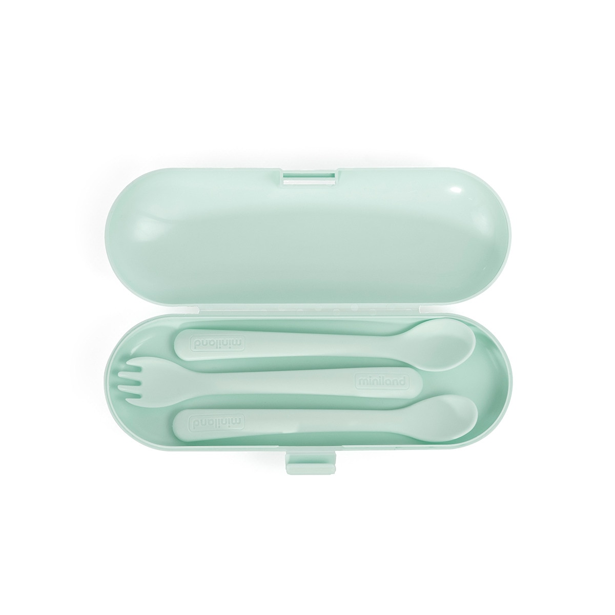 Set cubiertos 3ud + estuche Miniland Dolce picneat mint Verde-2