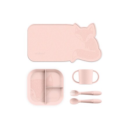 Miniland Meal Set Round Candy – Rundes Geschirrset Für Kinder Mit Rutschfestem Besteck & Becher, BLW-geeignet