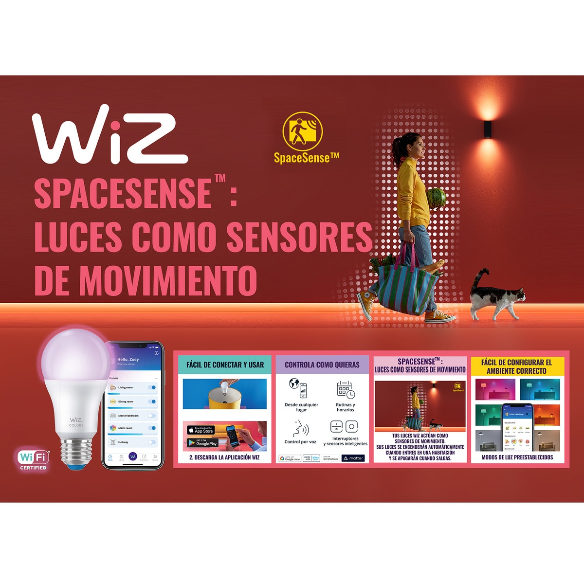 Bombilla LED Inteligente Vela E14 4,9 W Regulable SpaceSense Blanco-4
