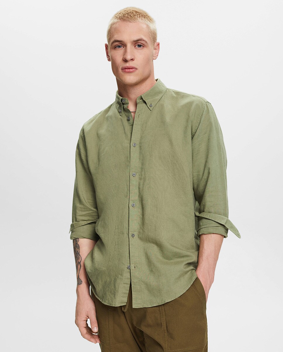 Chemise regular fit en lin mélangé