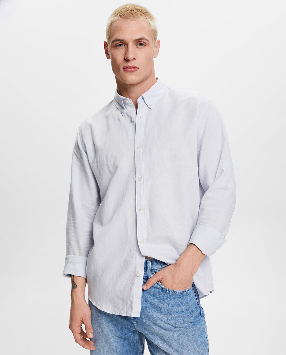 Chemise regular fit en lin mélangé