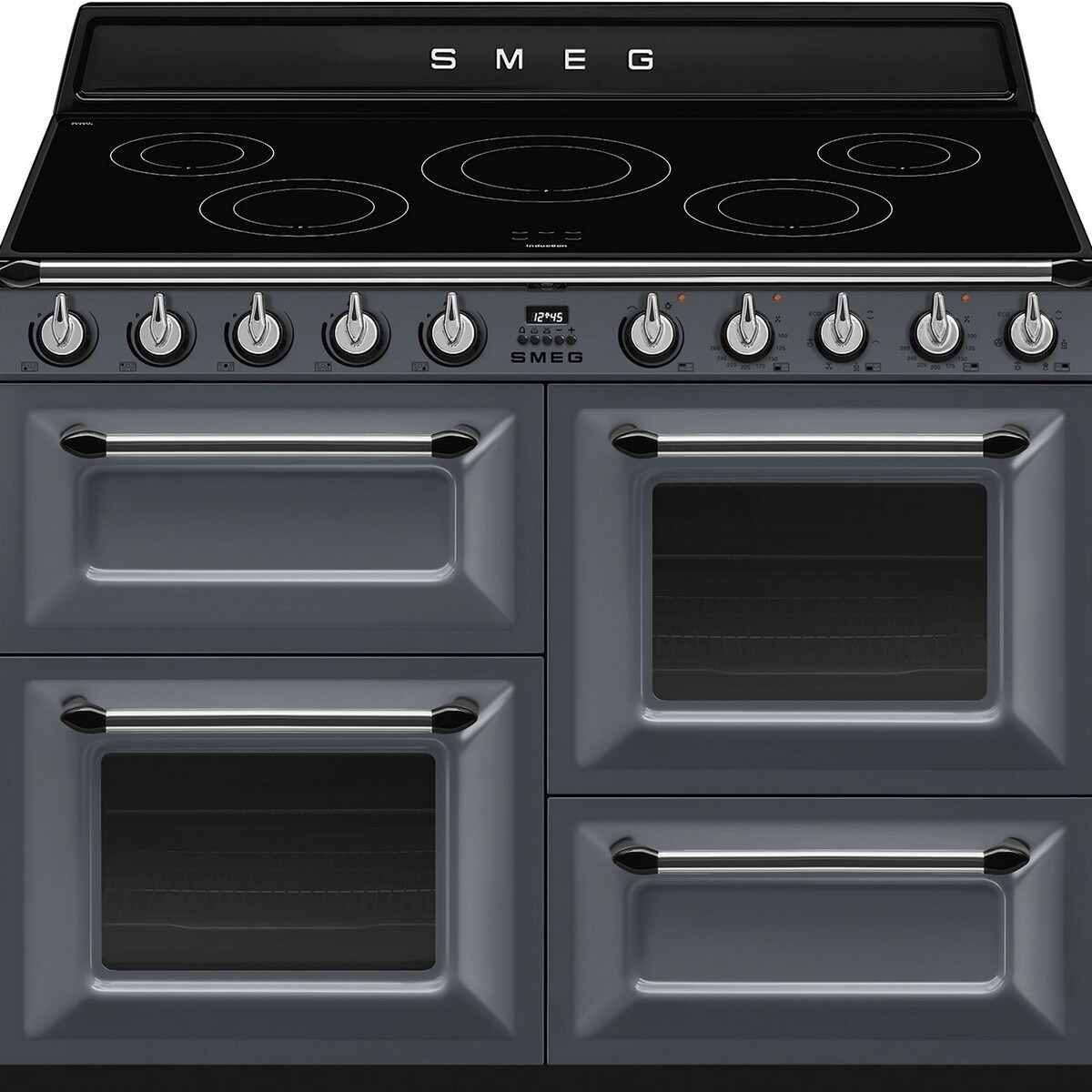 Fogão Elétrico com Placa de Indução Smeg Victoria TR4110IGR2 Limpeza VaporClean de 110 cm - Slate Grey Cinza Quadro-1