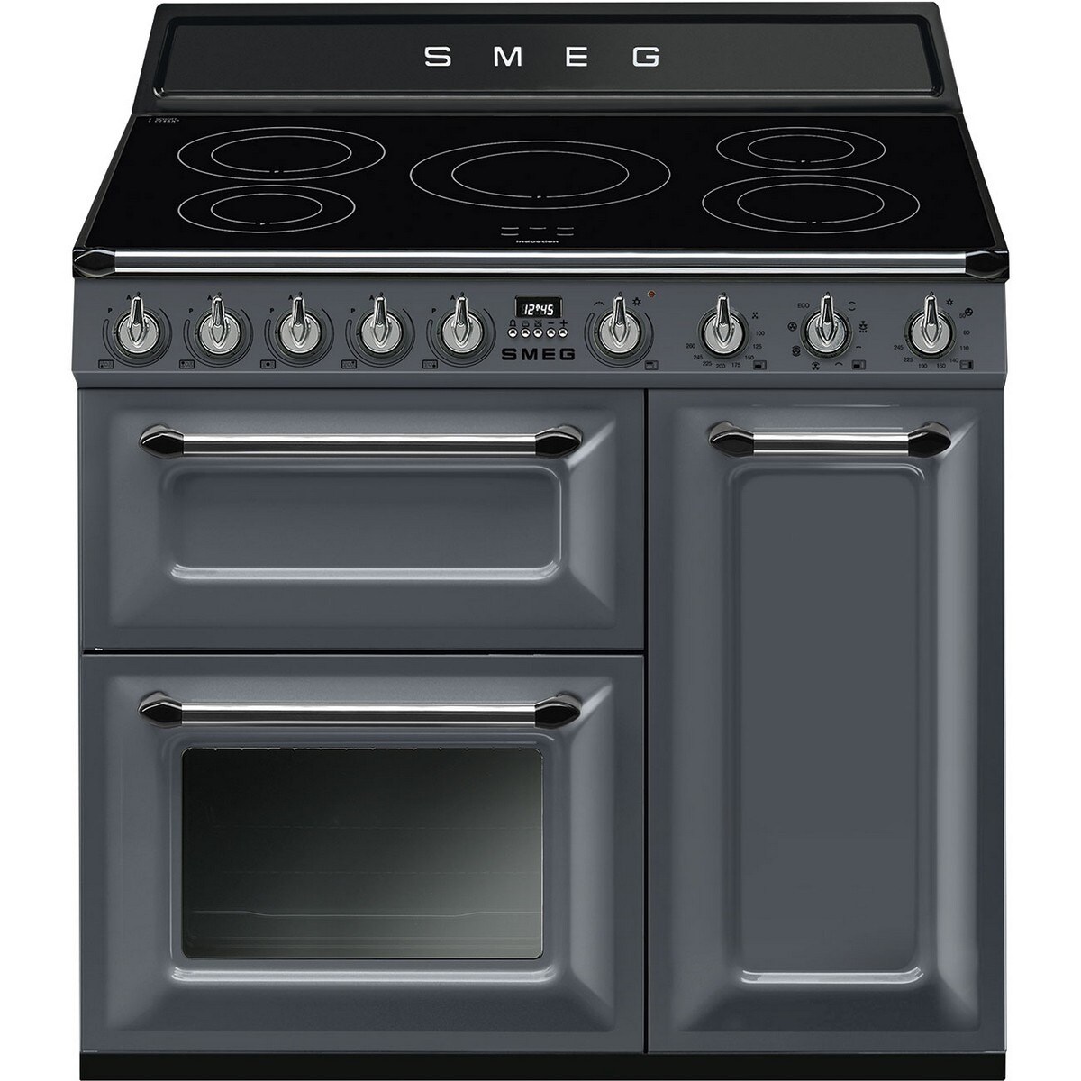 Fogão Elétrico com Placa de Indução Smeg Victoria TR93IGR2 Limpeza VaporClean de 90 cm - Slate Grey Cinza Quadro-1