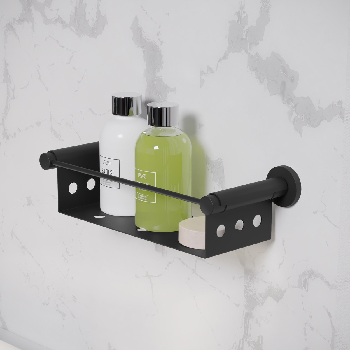 Saboneteira de Duche com Embelezador Redondo Liso Kubic Preto-2