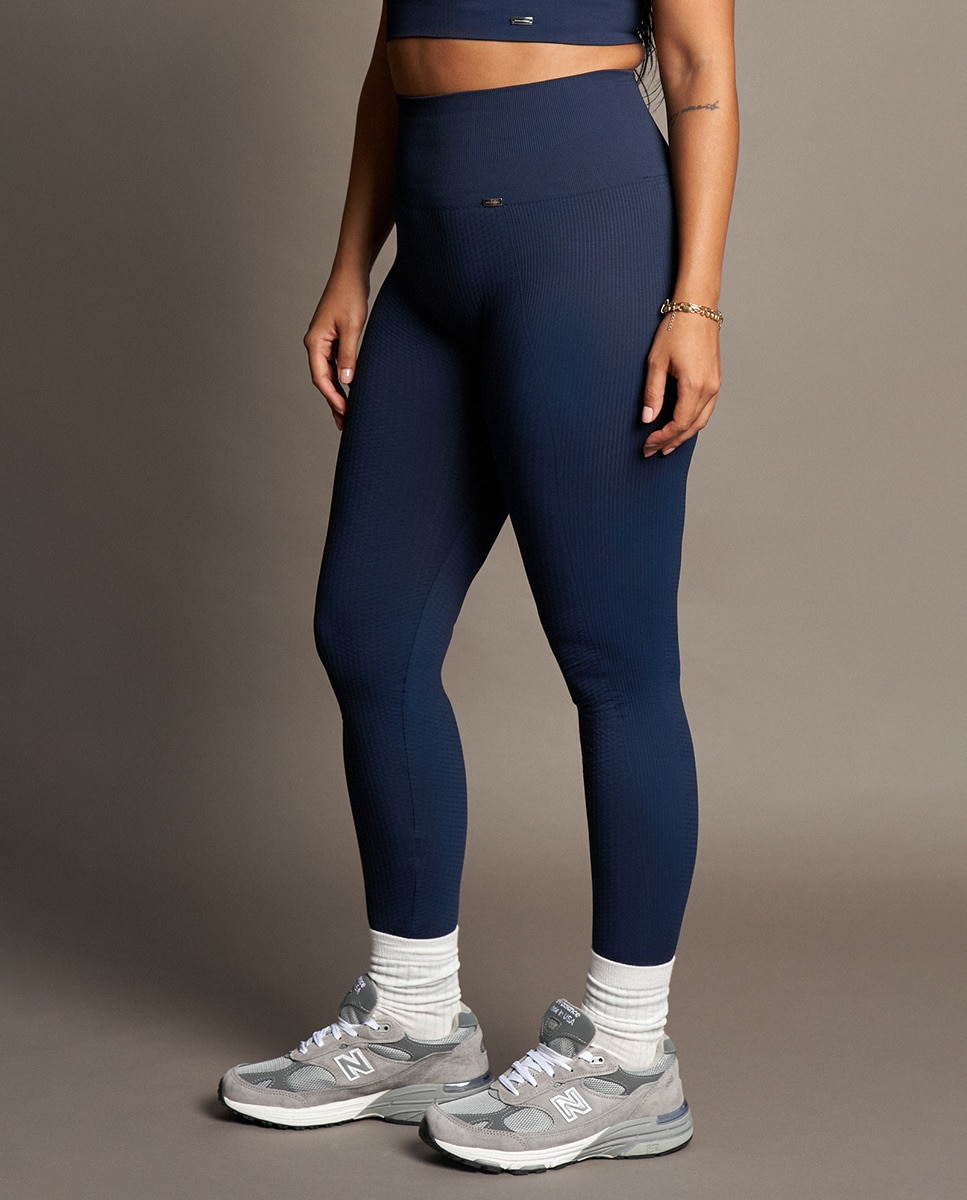 Leggings de Yoga sem Costuras e em Nylon Reciclado e Elastano Azul-4