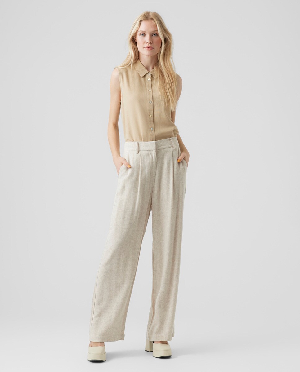 Pantalon large à plis