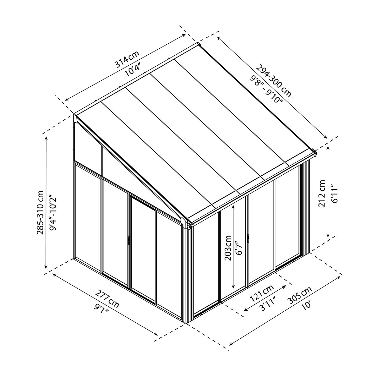 Veranda Aluminio San Remo 314 x 294 x 310 cm Gris oscuro-5