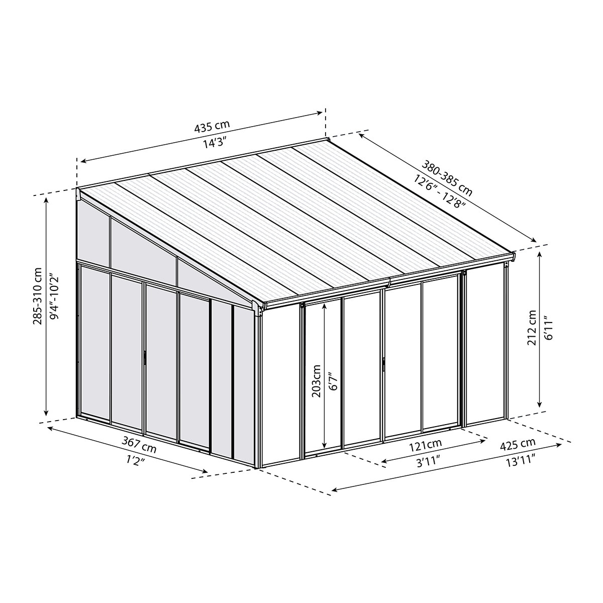 Veranda Aluminio San Remo 435 x 380 x 310 cm Blanco-8