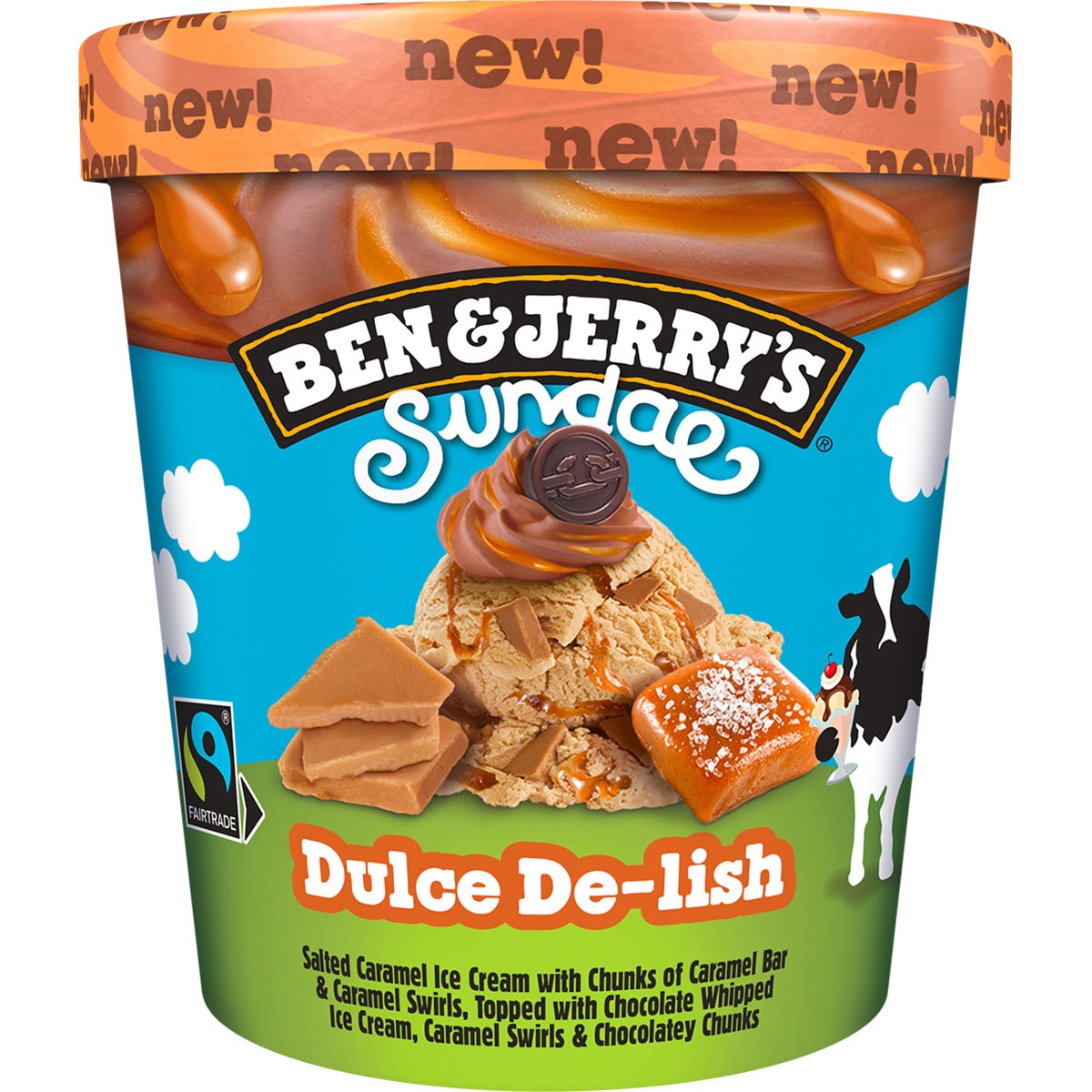 Sundae helado de caramelo salado y trozos de chocolate tarrina 427 ml