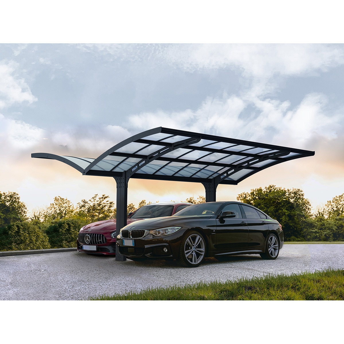 Cochera Aluminio Arizona Breeze x2 - 2 Posibilidades de montaje Gris oscuro-4