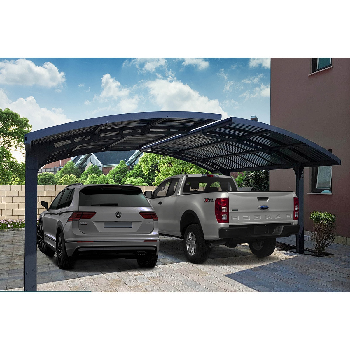 Cochera Aluminio Arizona Wave x2 - 2 Posibilidades de montaje Gris oscuro-5