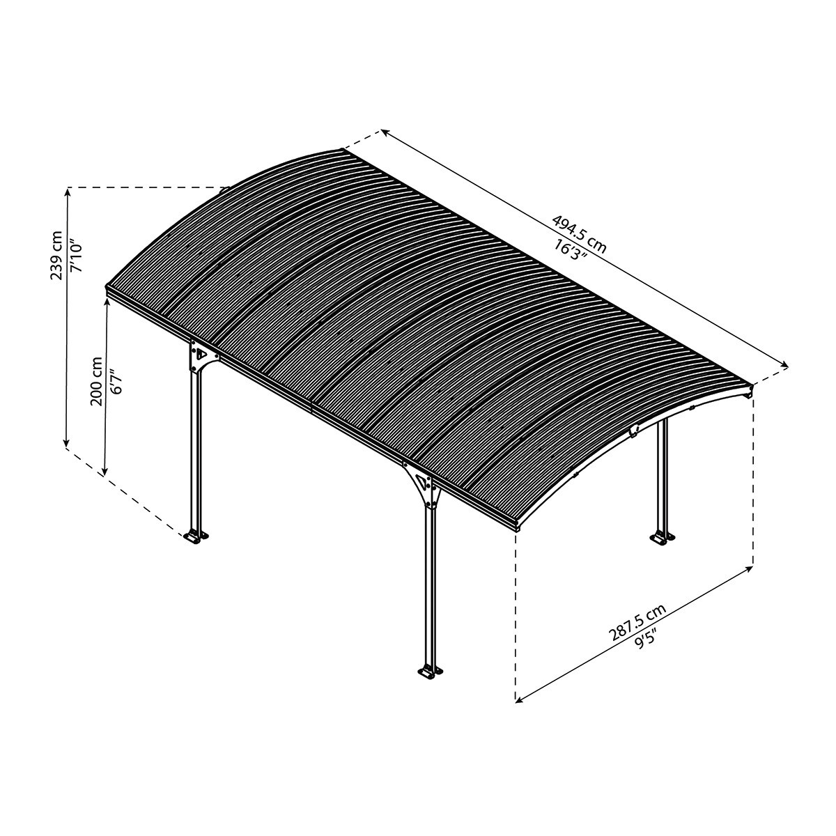 Cochera Aluminio Atlas Gris oscuro-10