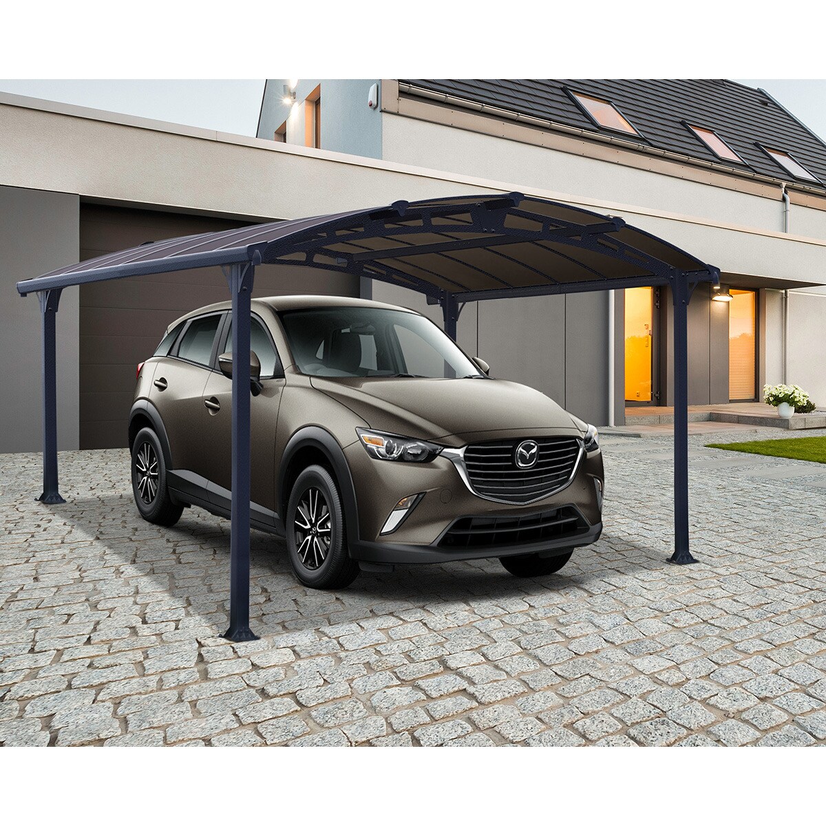 Cochera Aluminio Arcadia 359x435x242 cm Gris oscuro-4