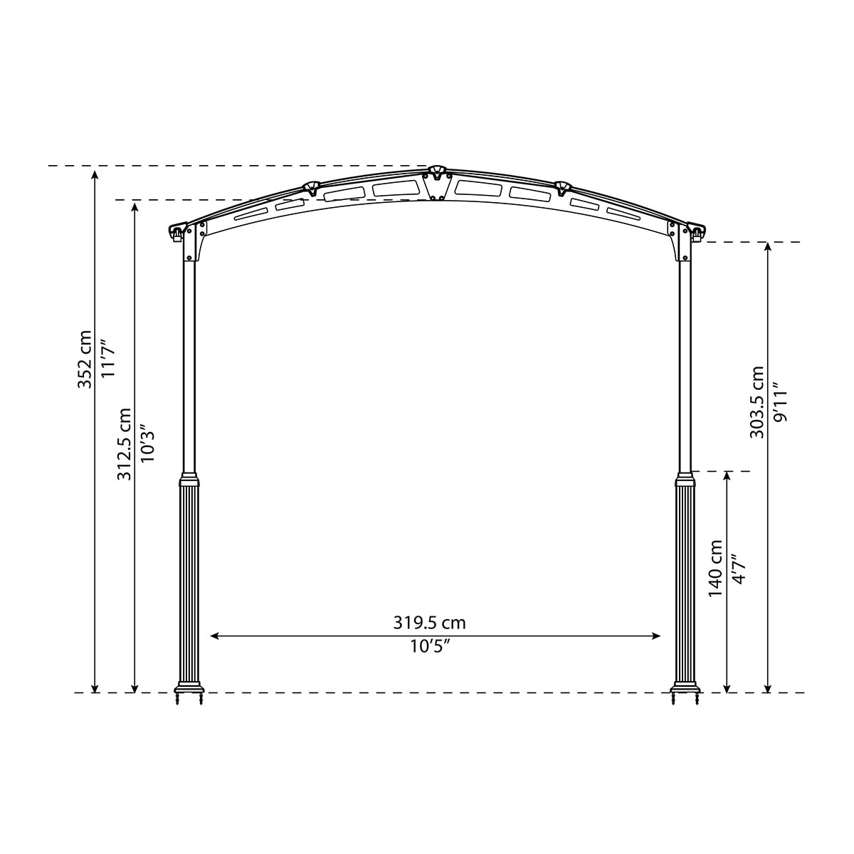Cochera Aluminio Alpine Altura Regulable 359x507x352 cm Gris oscuro-18