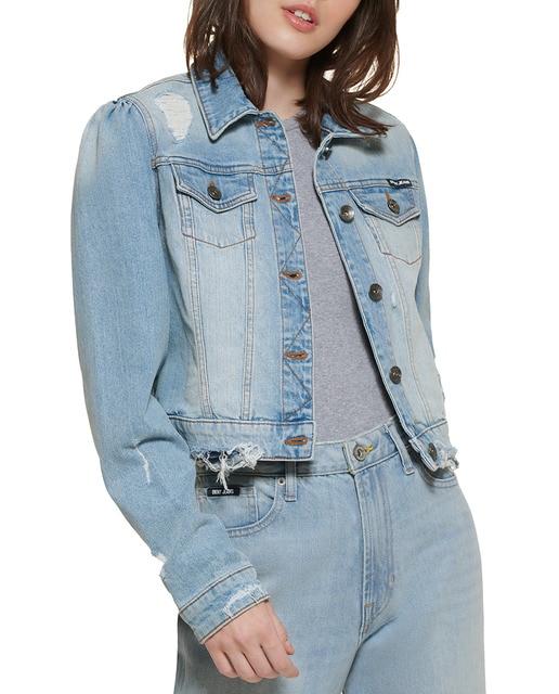 Imagen 0 de Cazadora vaquera de mujer  con cuello camisero y manga larga.