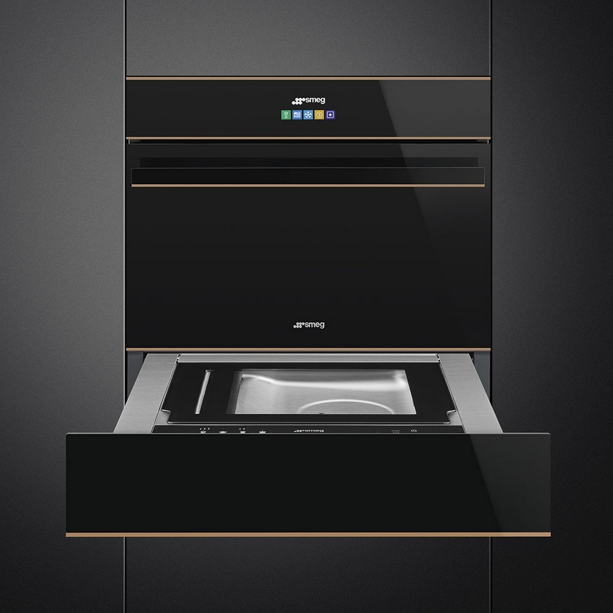 Gaveta de Vácuo Smeg Dolce Stil Novo CPV615NR - Preto e Perfis Cobre Preto / Cobre-4