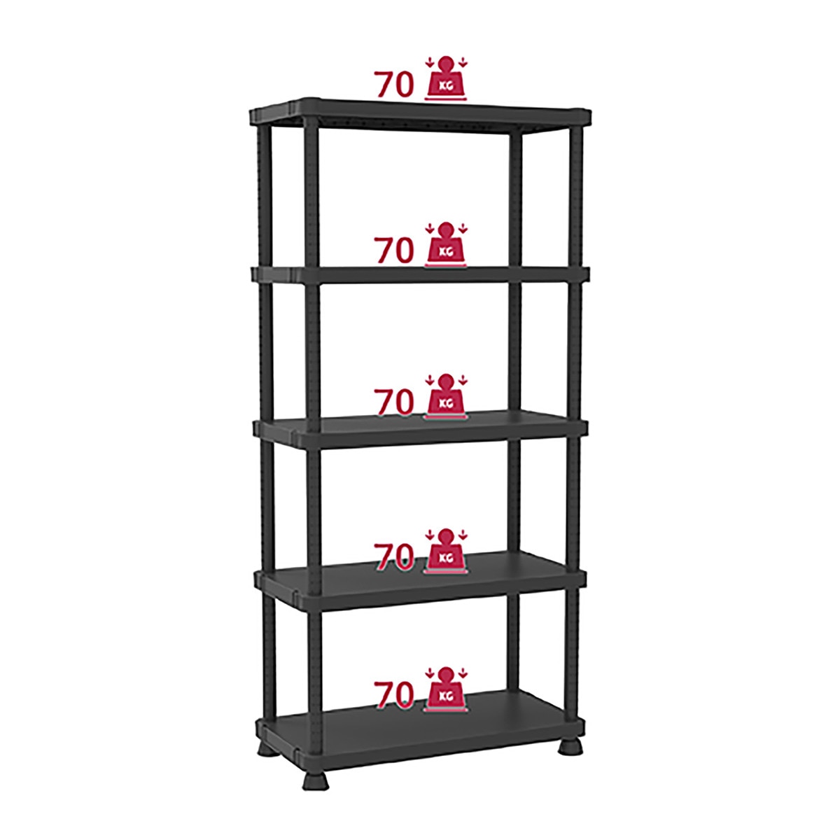 Estantería resina Modular 5 baldas 90 cm Negro-2