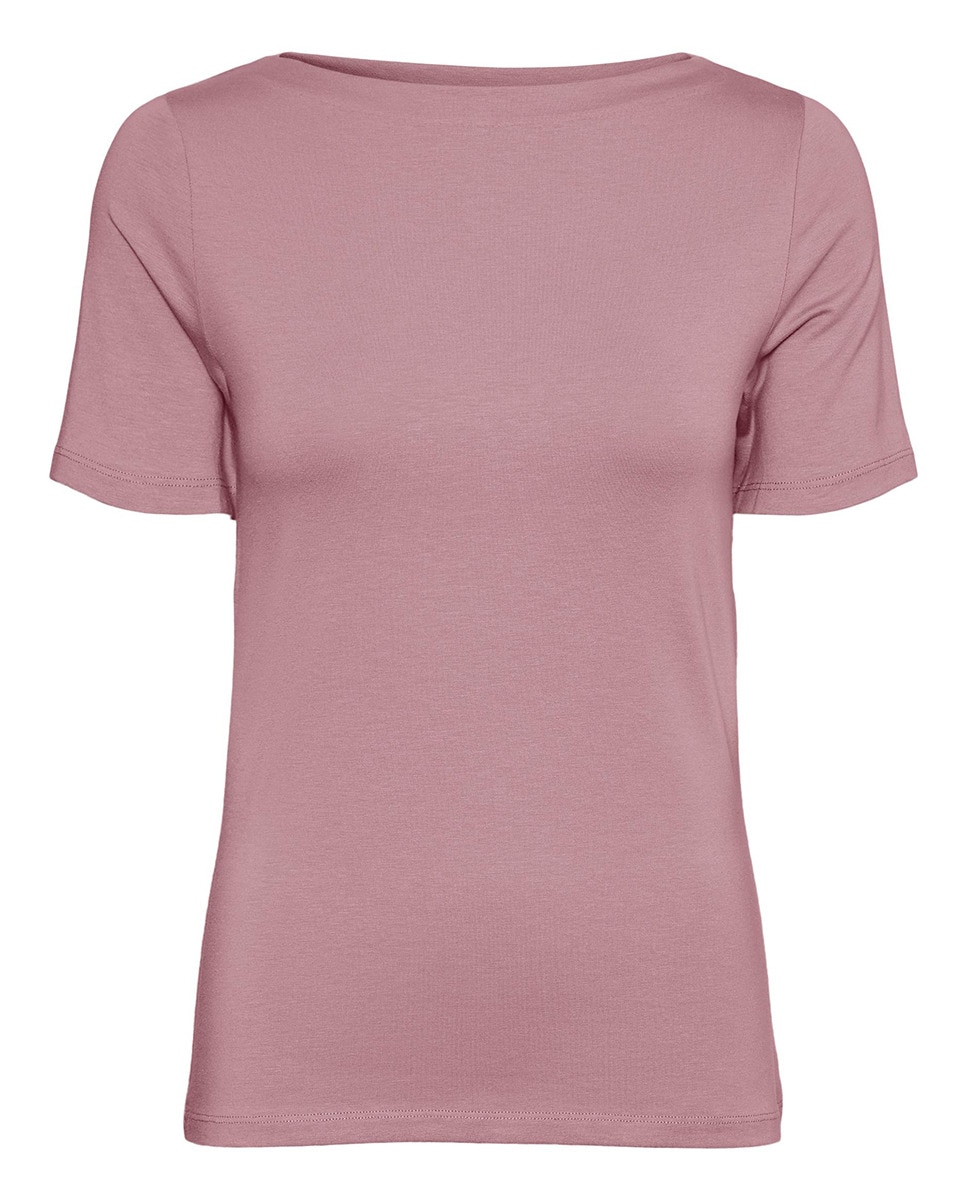 T-shirt básica de mulher de manga curta Rosa-4