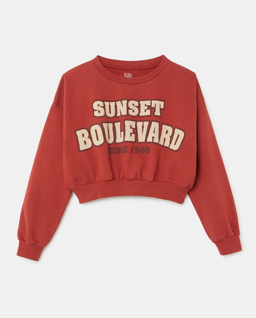 Imagen 0 de Sudadera de niña crop con texto