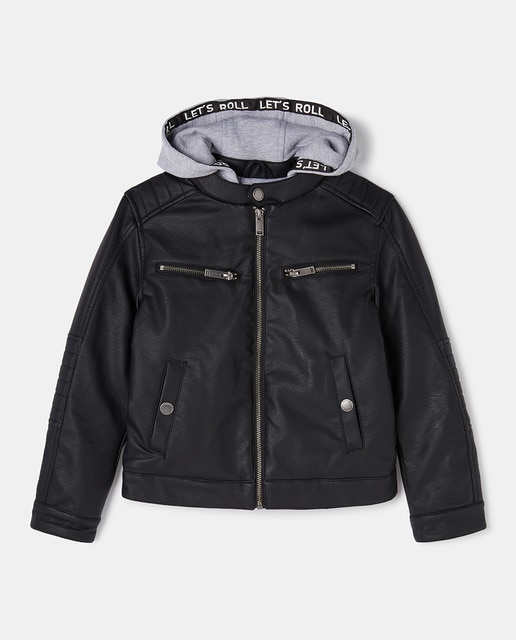 Imagen 0 de Cazadora polipiel de niño en negro