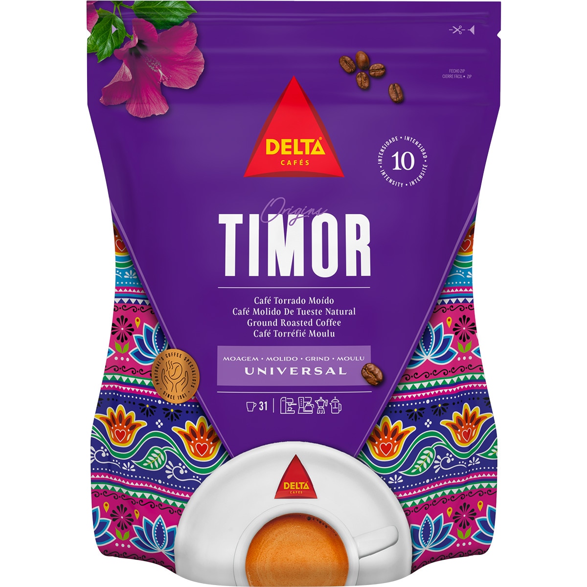 Café Moído Torrado Lote Timor Moagem Universal embalagem 220 g