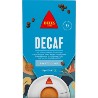 Café Torrado Moído Descafeinado embalagem 16 pastilhas - Delta
