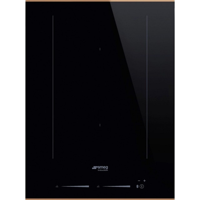 Imagem 0 de Placa de Indução Smeg Dolce Stil Novo SIM6323R Multizona de 2 Zonas e de 38 cm - Preto e Perfis Cobre