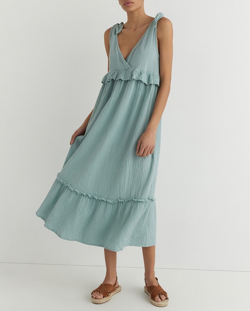 Imagen 0 de Vestido mujer largo lazos rustico