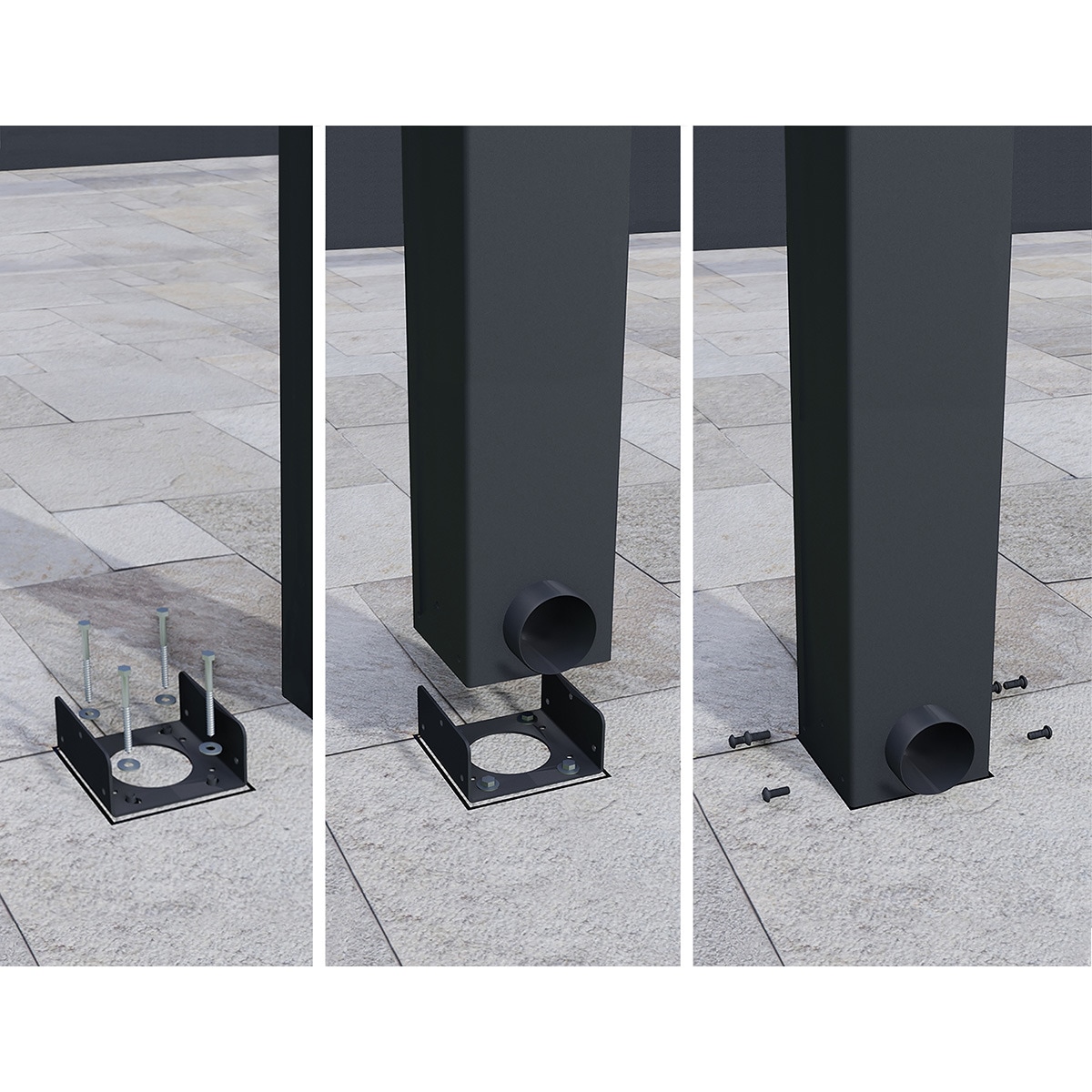 Pérgola Adosada Aluminio Stockholm 341 x 587,5 cm Gris oscuro-9
