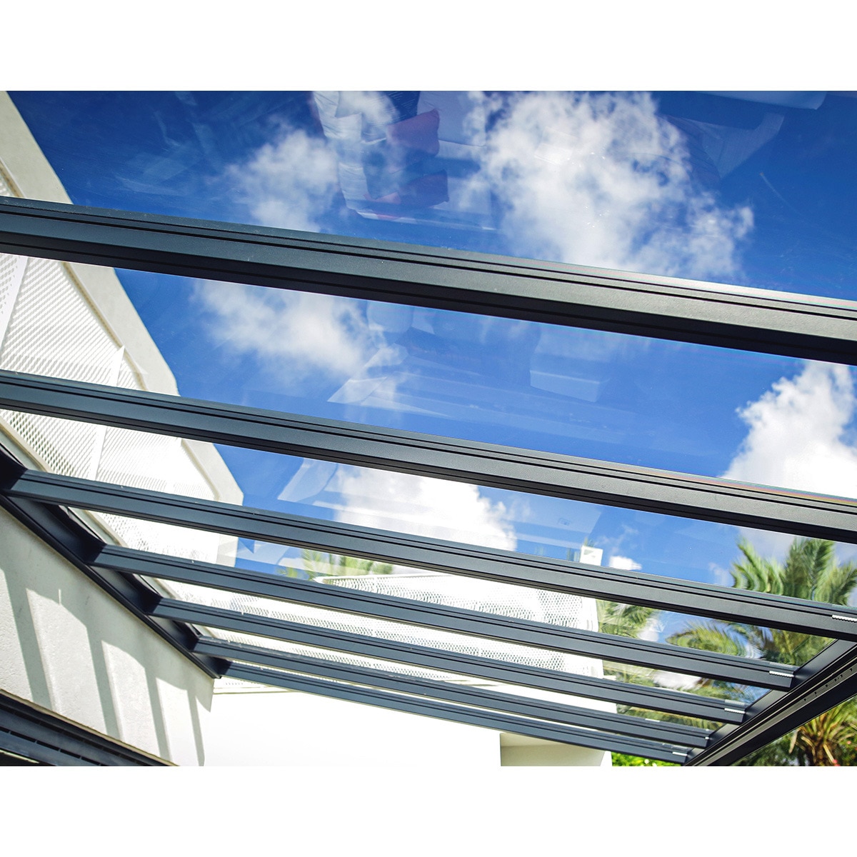 Pérgola Adosada Aluminio Stockholm 341 x 587,5 cm Gris oscuro-5