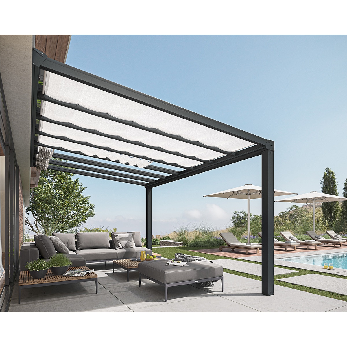 Pérgola Adosada Aluminio Stockholm Gris oscuro-8