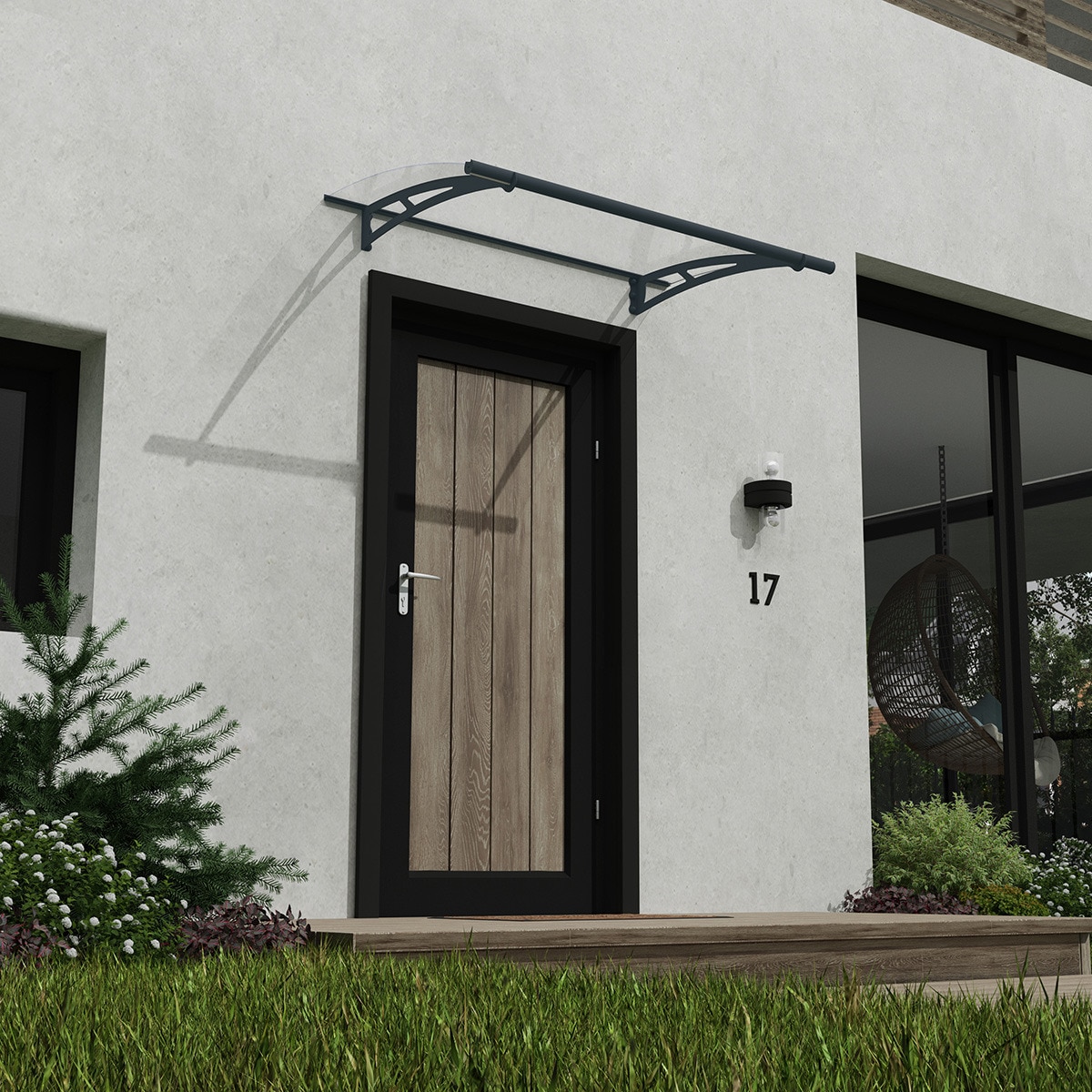 Marquesina para Puerta Aquila 150,5x91,5 cm Gris oscuro-2