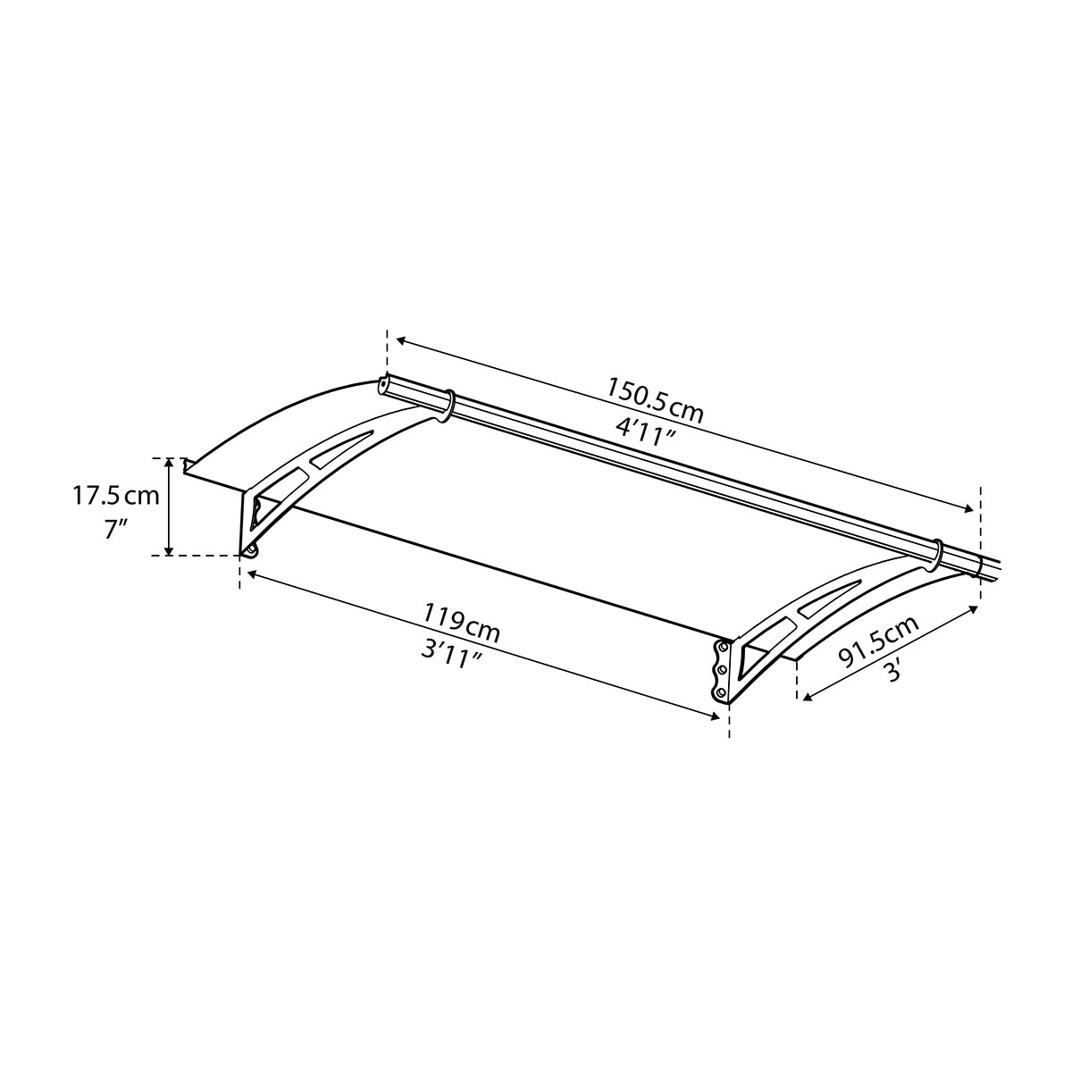 Marquesina para Puerta Aquila 150,5x91,5 cm Gris oscuro-8