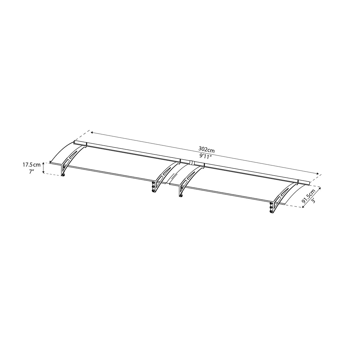Marquesina para Puerta Aquila 302x91,5 cm Gris oscuro-7