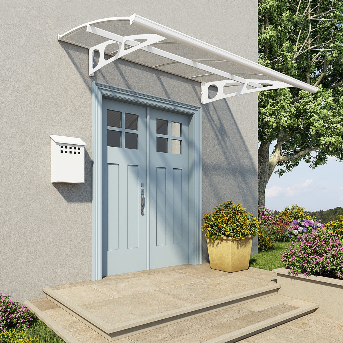 Marquesina para Puerta Bordeaux 223,5x139 cm Blanco-2