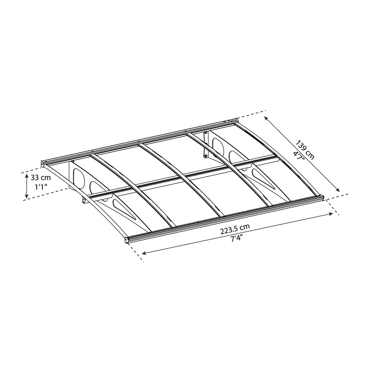 Marquesina para Puerta Bordeaux 223,5x139 cm Blanco-7