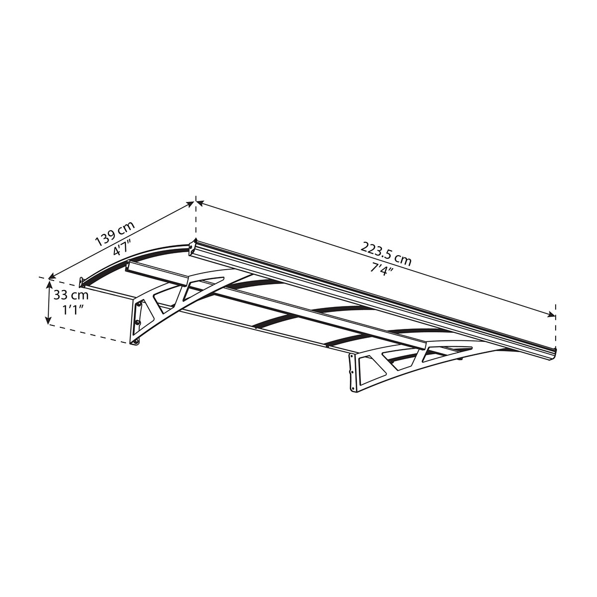 Marquesina para Puerta Canopy Amsterdam 223,5x139 cm Gris oscuro-5