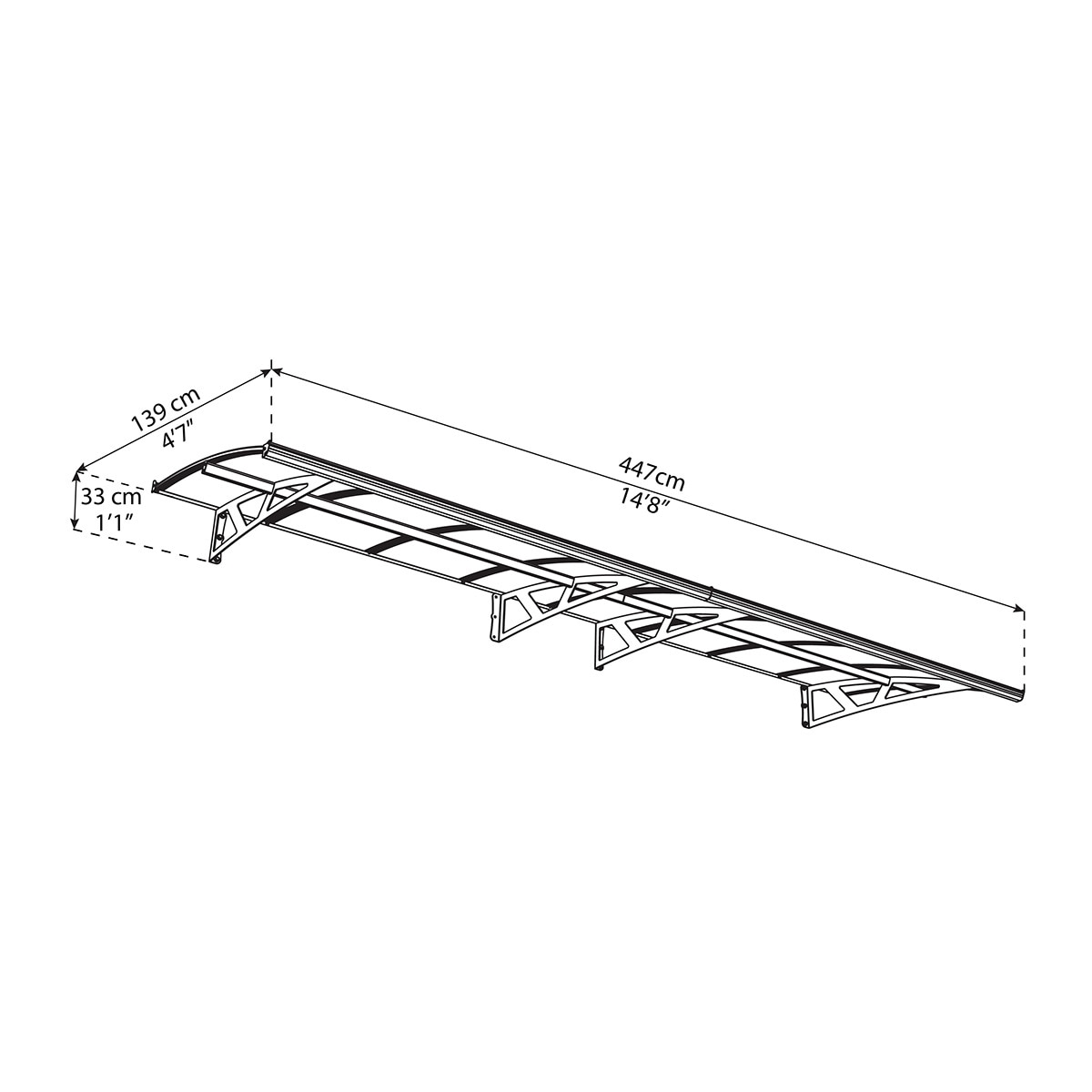 Marquesina para Puerta Canopy Amsterdam 447x139 cm Gris oscuro-5