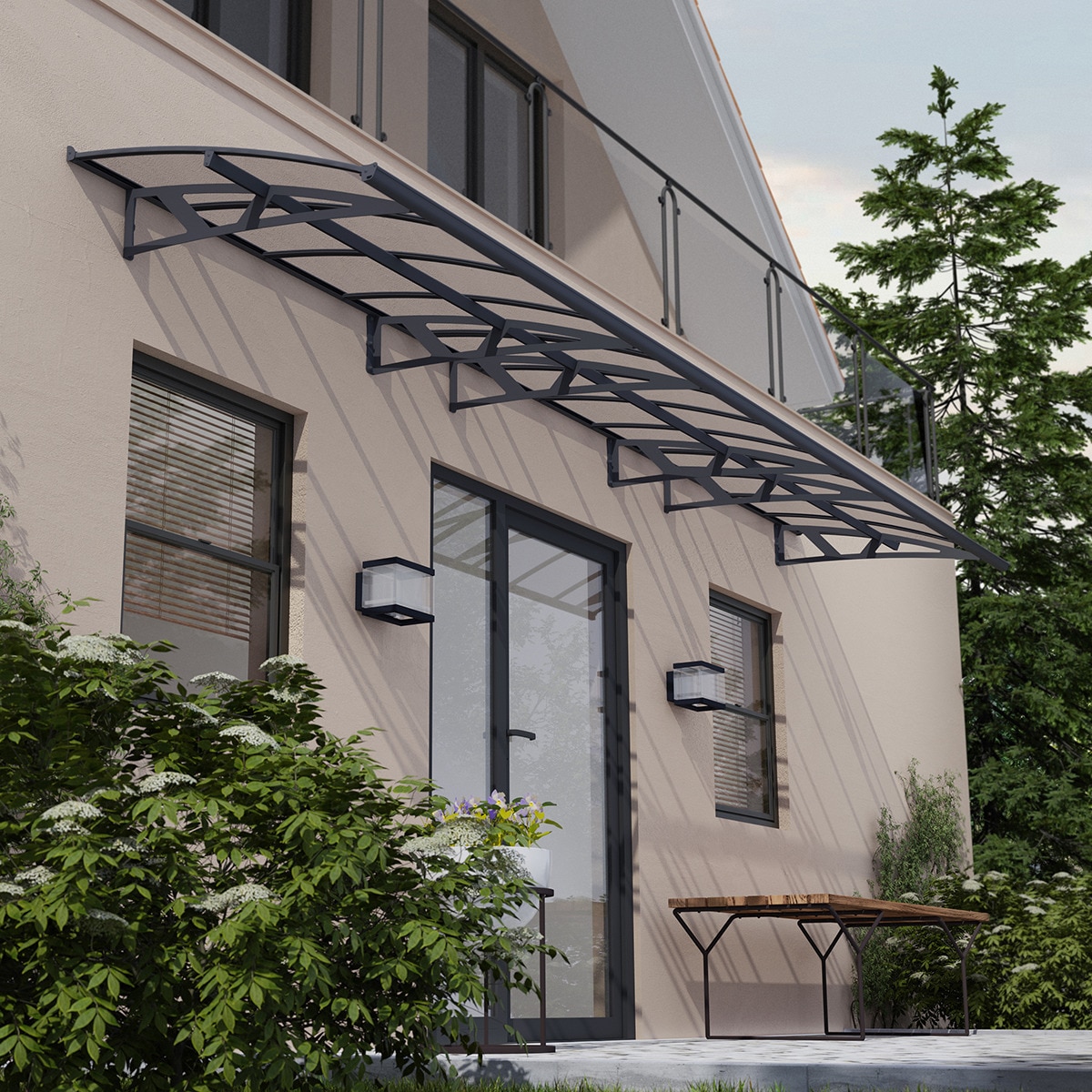 Marquesina para Puerta Canopy Amsterdam 670,5x139 cm Gris oscuro-2