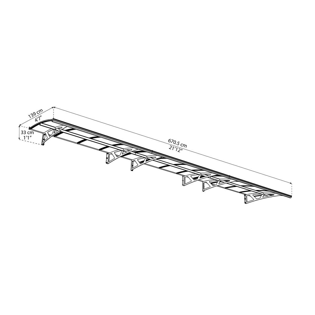 Marquesina para Puerta Canopy Amsterdam 670,5x139 cm Gris oscuro-5