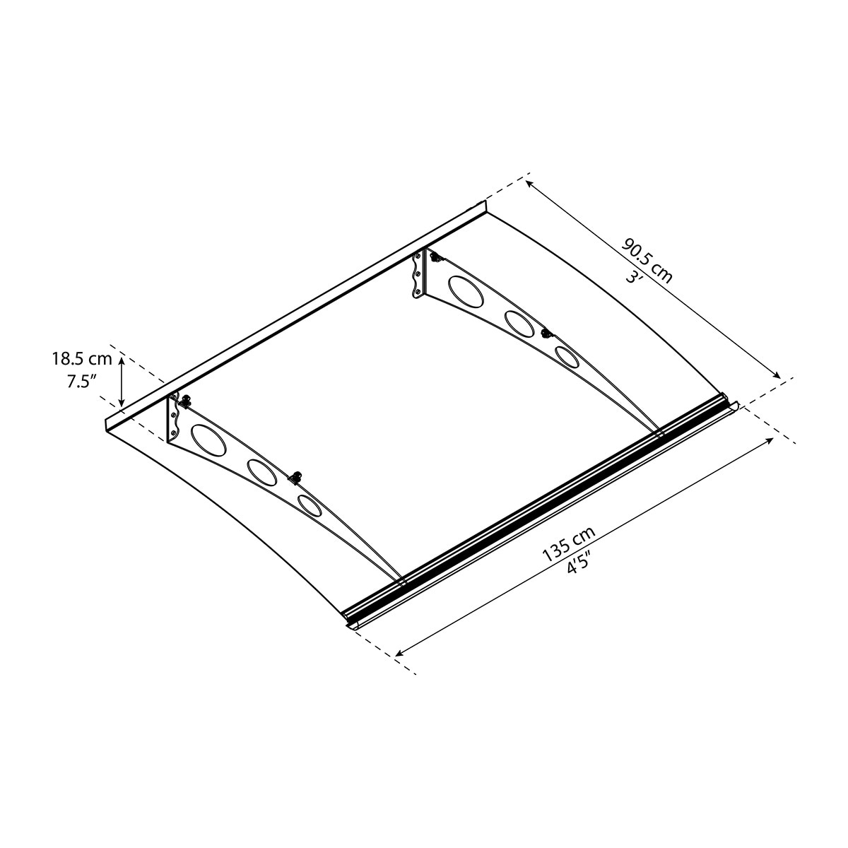 Marquesina para Puerta Canopy Garamond 135,5x90,5 cm Gris oscuro-6