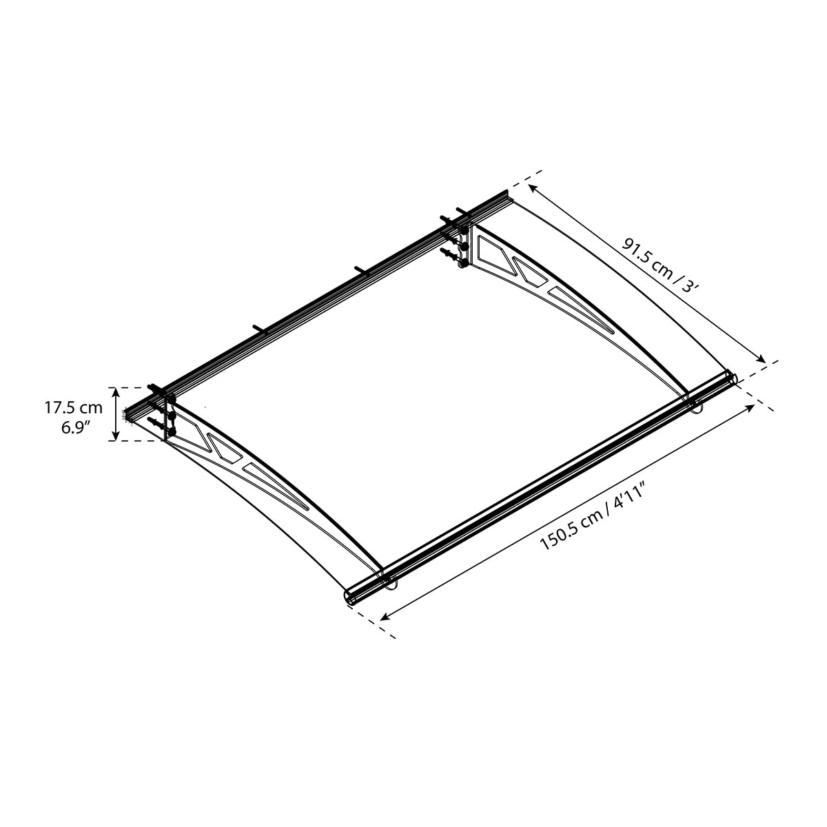 Marquesina para Puerta Canopy Altair 150,5x91,5 cm Gris oscuro-8